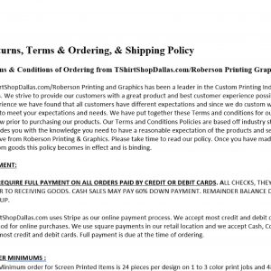 Shop Terms and Order Conditions Policy